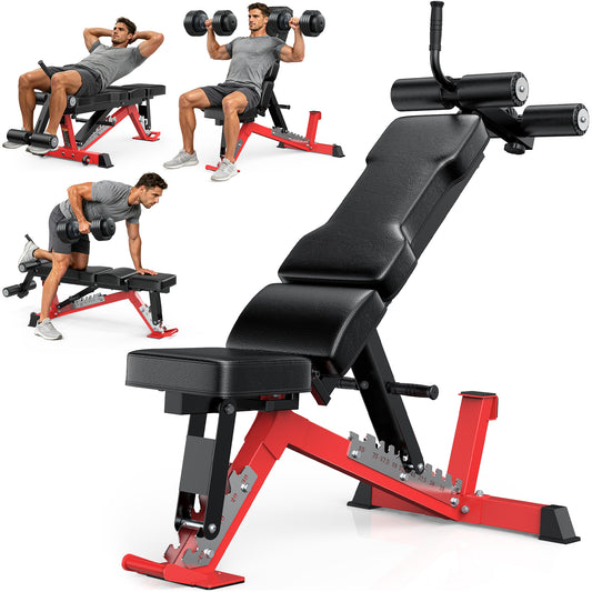 BEARBRO 10 Positions Multi-purpose Weight Bench Workout Bench, 1700LBS Heavy-Duty Incline Decline Bench for Full-Body Home Gym
