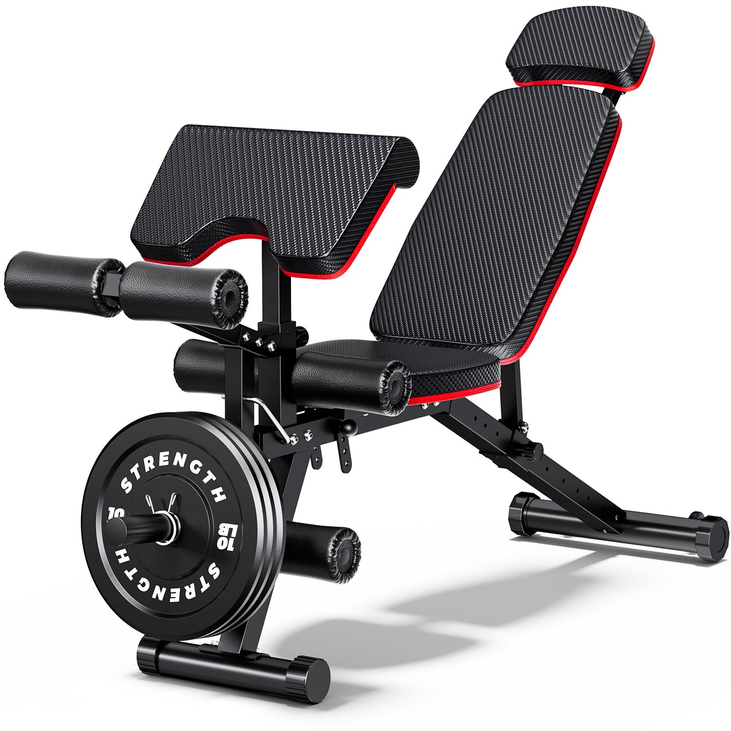 GIKPAL Built-in Transportation Wheel 10 Positions Adjustable Weight Bench