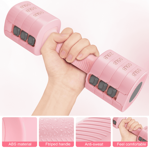 GIKPAL 5lbs*2 Adjustable Dumbbells Set, 4-in-1 Free Weights for Women, Each 2lb 3lb 4lb 5lb Hand Weights for Home Gym, Pink