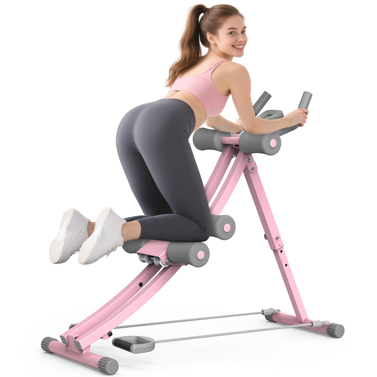 GIKPAL Foldable Ab Machine, Ab Workout Equipment for Home Gym,Core & Abdominal Trainer Fitness Equipment Max 440lbs with LCD Display