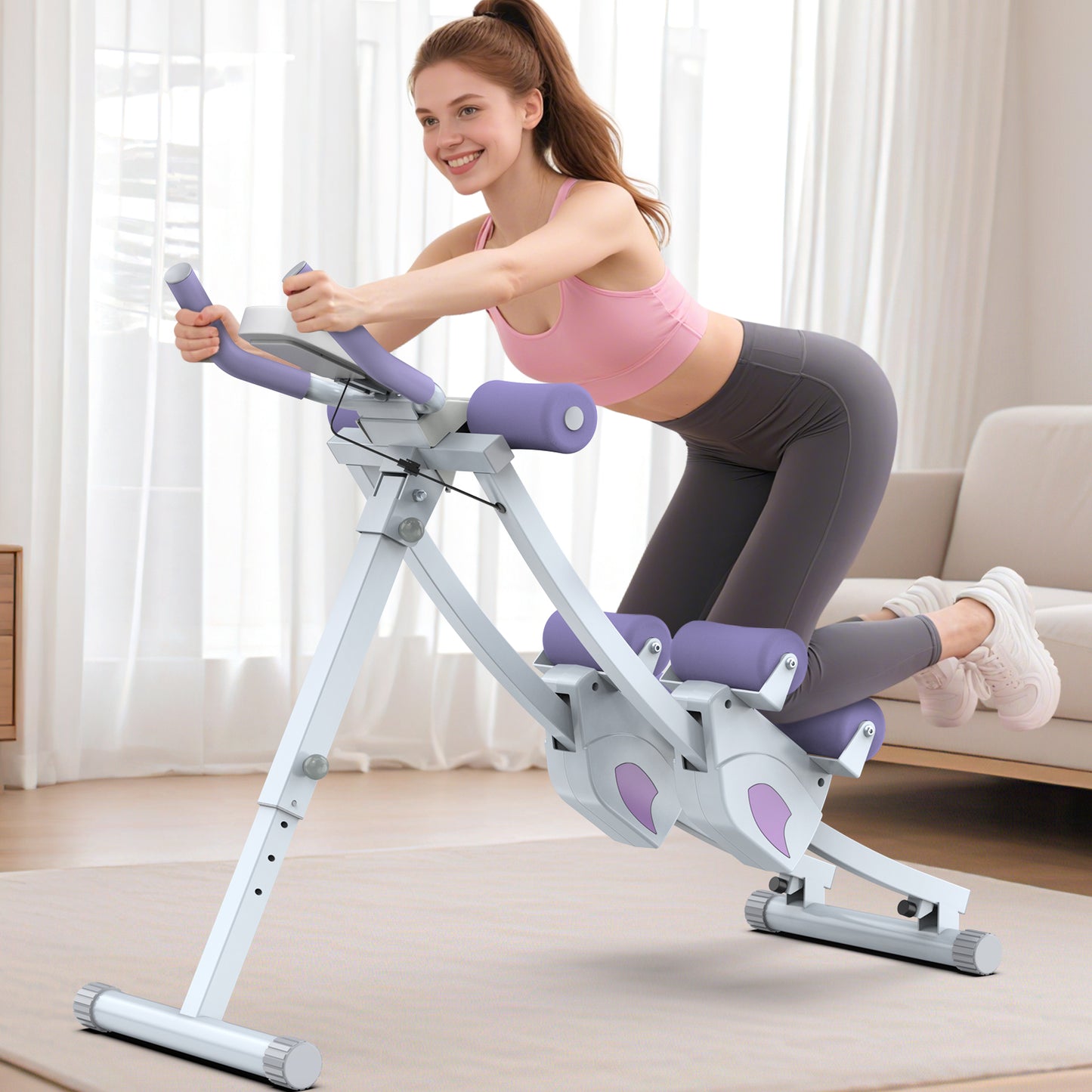 GIKPAL Fitness Ab Machine, 4 Adjustable Resistance Levels Ab Workout Equipment for Home Gym, Height Adjustable Ab Trainer, Foldable Fitness Equipment.440lbs Weight Capacity