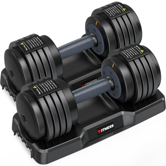 GIKPAL 50lbs(25lb*2) Adjustable Dumbbells,Quick Select 5-25lbs set of 2 Adjustable Free Weights Plates with Rack for Women and Men for Home Gym Full Body Workout Fitness
