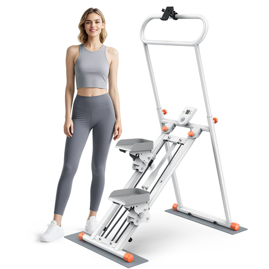 GIKPAL Folding Stair Stepper Machine for Home Gym,Vertical Climber for Full Body Workout with Adjustable Handlebar & Pedals, Extended Step Range Design