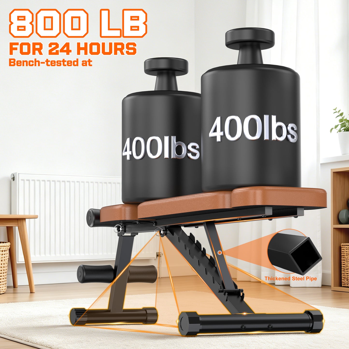 GIKPAL 9 Positions Adjustable Weight Bench,Foldable Workout Bench Olympic Weight Bench for Home Gym Full Body Strength Training,Support up to 800lbs