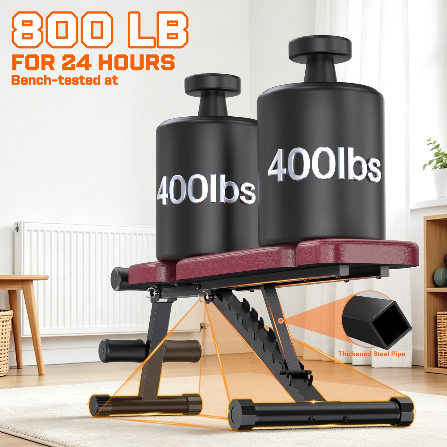 GIKPAL 9 Positions Adjustable Weight Bench,Foldable Workout Bench Olympic Weight Bench for Home Gym Full Body Strength Training,Support up to 800lbs