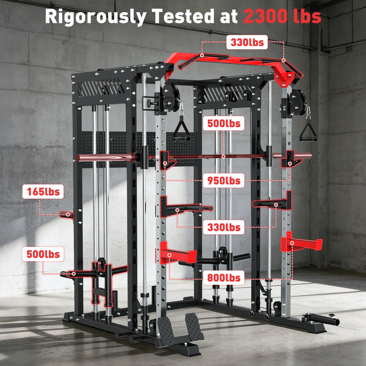 GIKPAL Smith Machine Home Gym,2300LBS Heavy Duty Power Rack Cage with Heavy-duty Weight Bench Workout Bench
