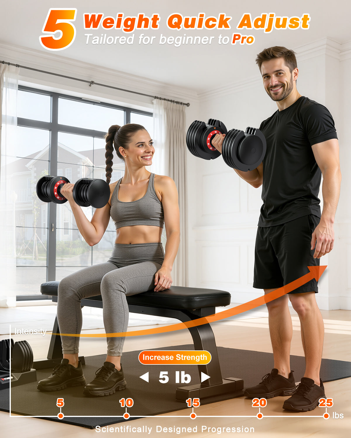 GIKPAL 50lbs(25lb*2) Adjustable Dumbbells,Quick Select 5-25lbs set of 2 Adjustable Free Weights Plates with Rack for Women and Men for Home Gym Full Body Workout Fitness
