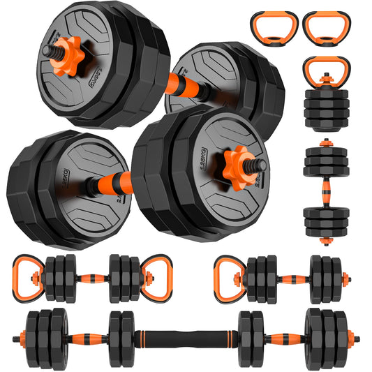 GIKPAL 44lb 6-in-1 Adjustable Dumbbells Set Free Weight Set with Connector Used as Barbell, Kettlebells, Push up Stand, Fitness Exercises for Home Gym Suitable Men/Women