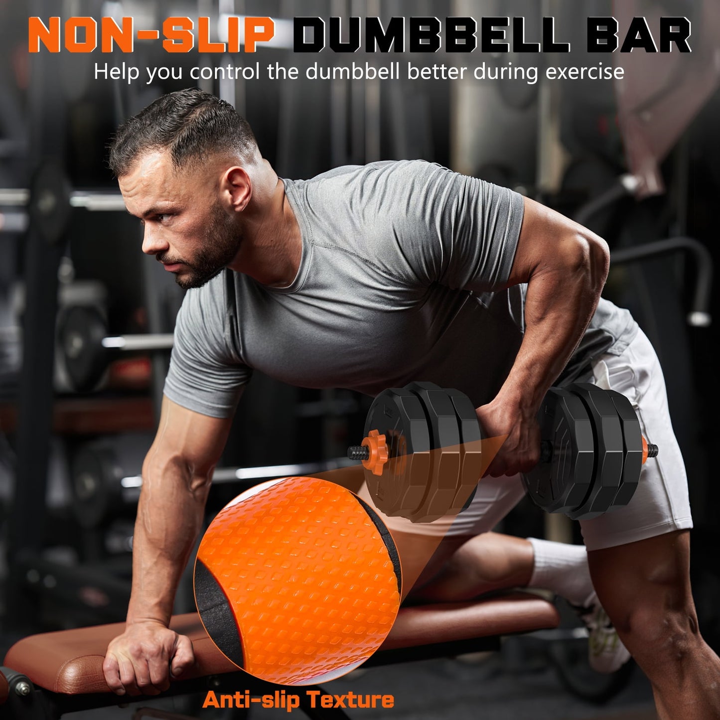 GIKPAL 88lb 4-in-1 Adjustable Dumbbells Set Free Weight Set with Connector Used as Barbell, Kettlebells, Push up Stand, Fitness Exercises for Home Gym Suitable Men/Women