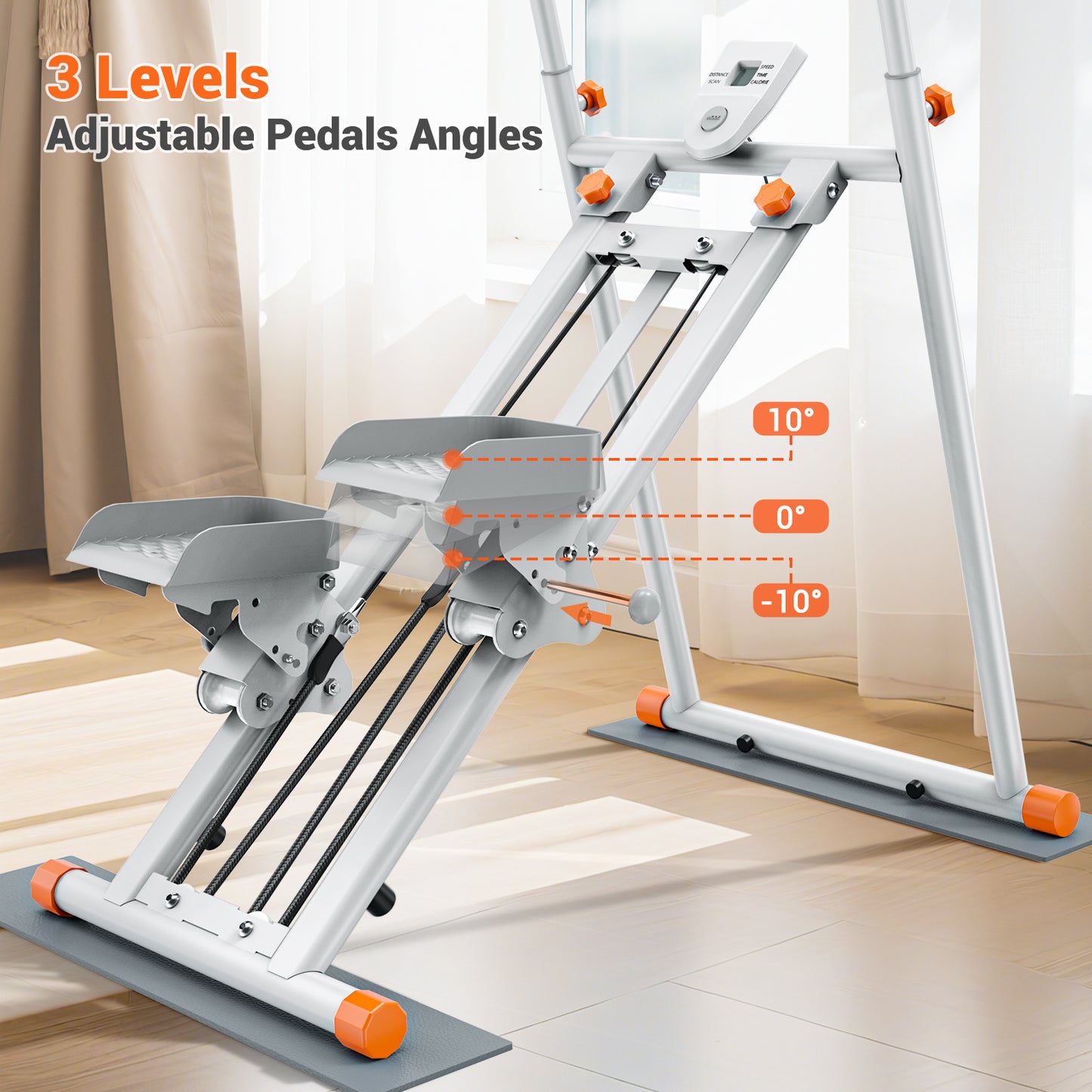 GIKPAL Folding Stair Stepper Machine for Home Gym,Vertical Climber for Full Body Workout with Adjustable Handlebar & Pedals, Extended Step Range Design