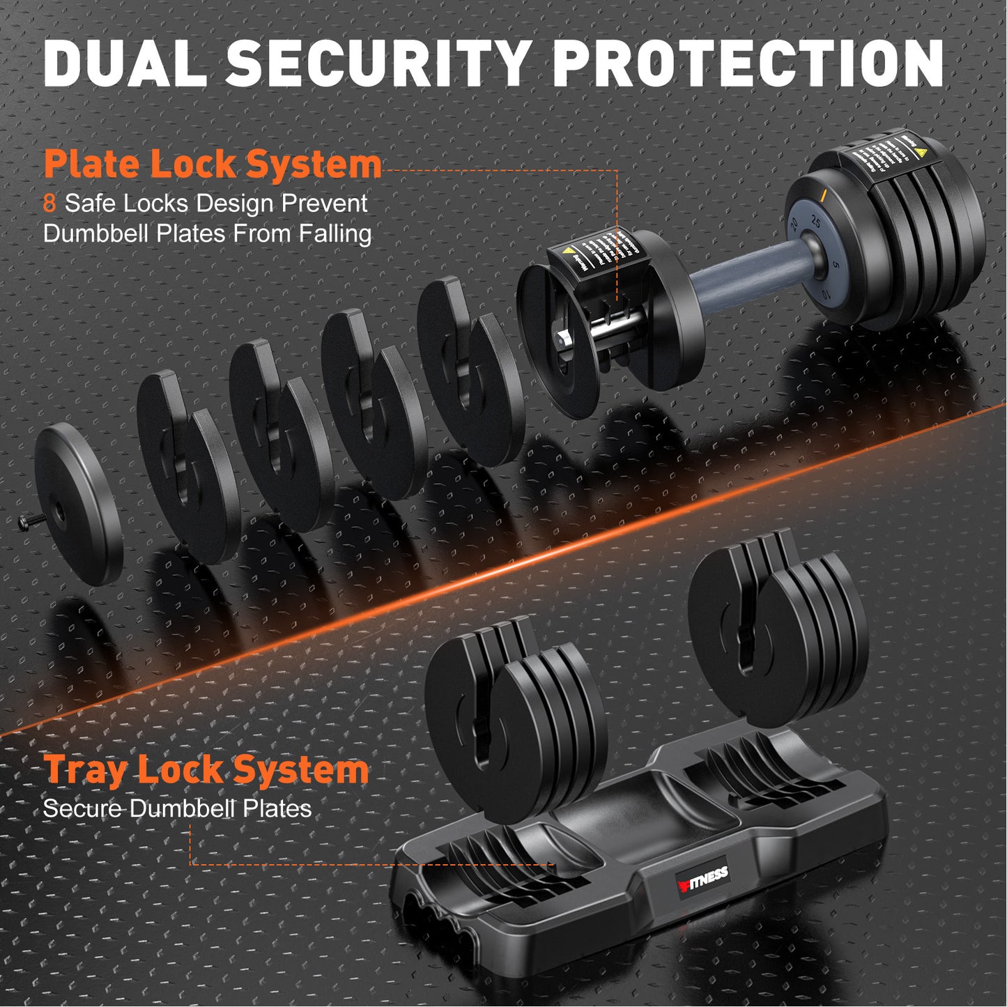 GIKPAL 50lbs(25lb*2) Adjustable Dumbbells,Quick Select 5-25lbs set of 2 Adjustable Free Weights Plates with Rack for Women and Men for Home Gym Full Body Workout Fitness