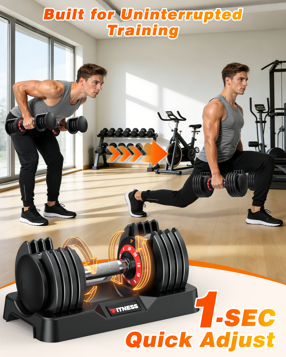 GIKPAL 50lbs(25lb*2) Adjustable Dumbbells,Quick Select 5-25lbs set of 2 Adjustable Free Weights Plates with Rack for Women and Men for Home Gym Full Body Workout Fitness