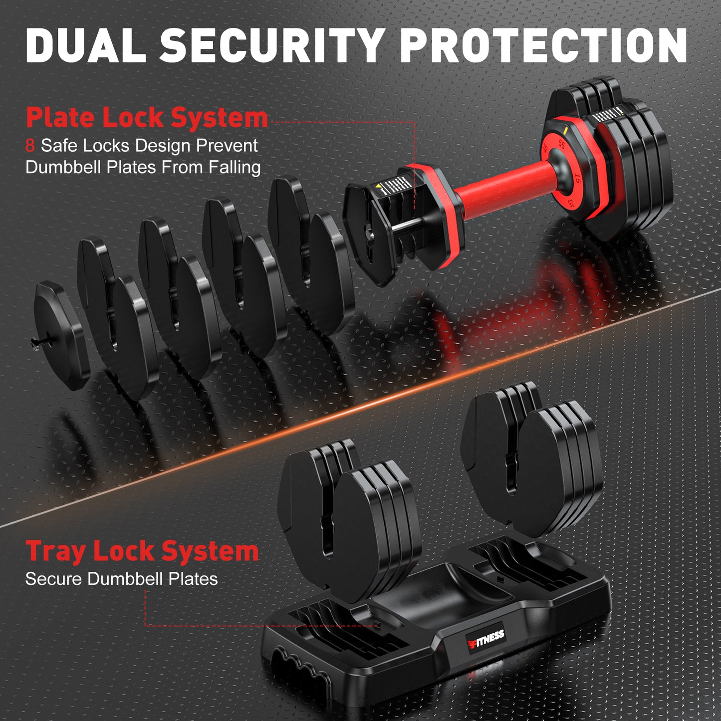 GIKPAL 110lbs(55lb*2) Adjustable Dumbbells,Quick Select 15-55lbs set of 2 Adjustable Free Weights Plates with Rack for Women and Men for Home Gym Full Body Workout Fitness