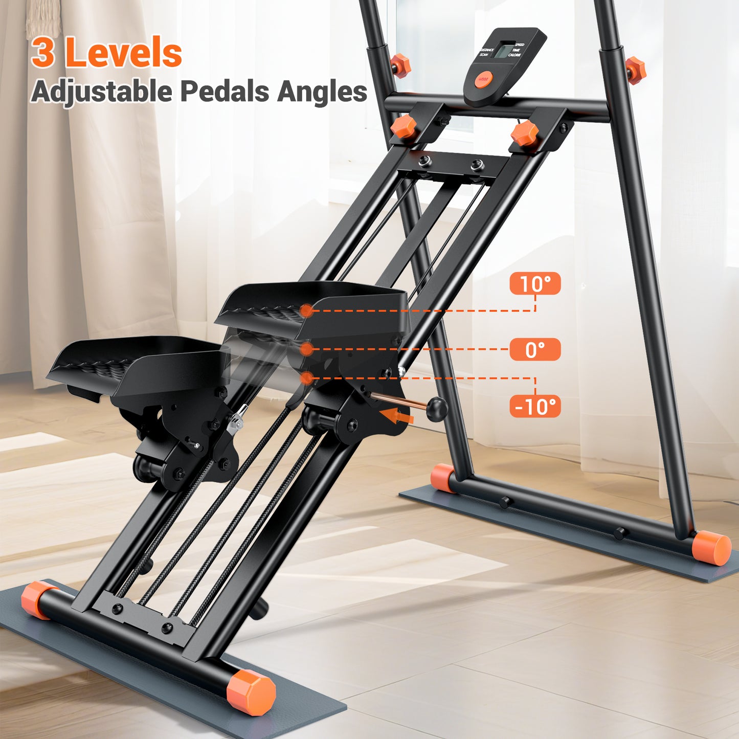 GIKPAL Folding Stair Stepper Machine for Home Gym,Vertical Climber for Full Body Workout with Adjustable Handlebar & Pedals, Extended Step Range Design,Black