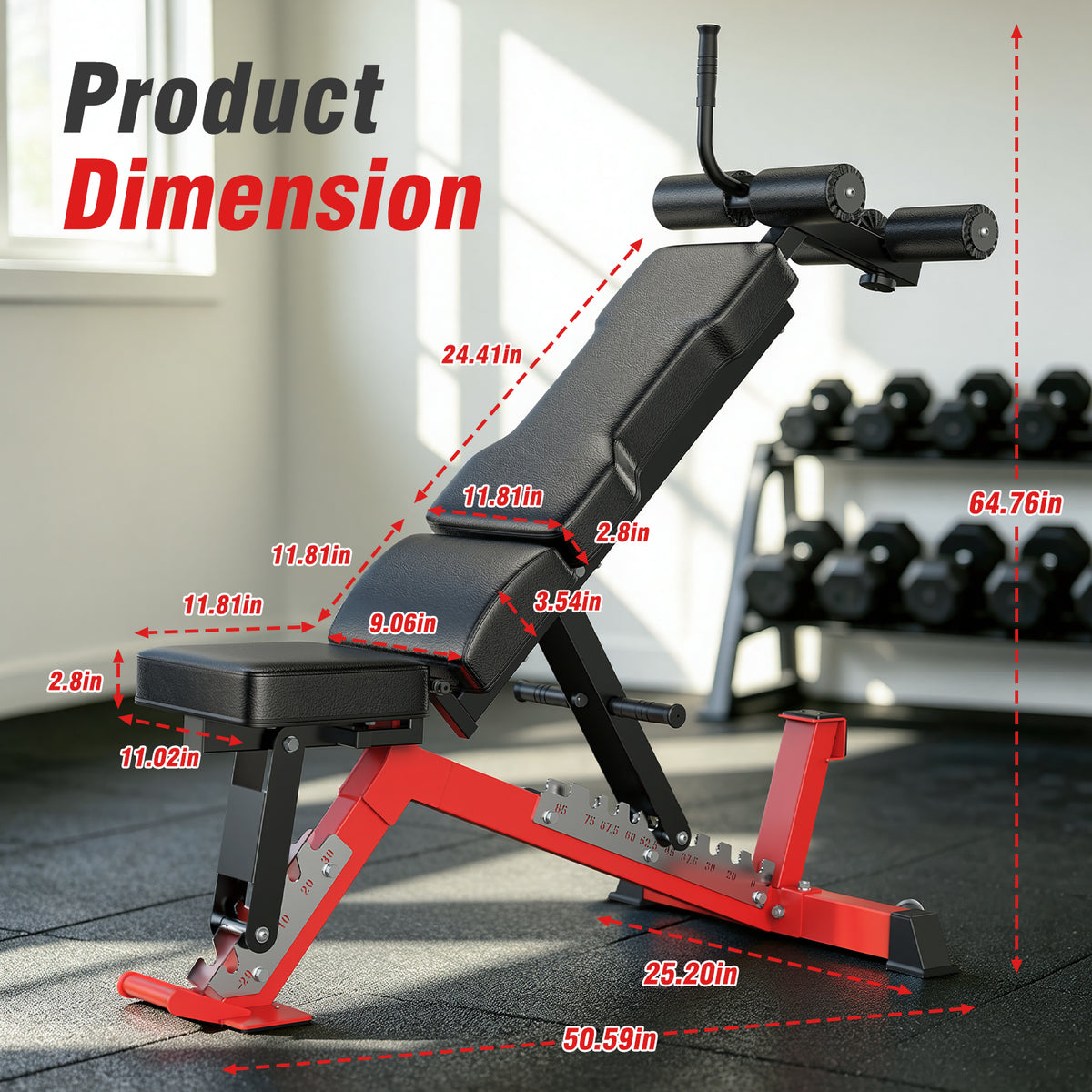 BEARBRO 10 Positions Multi-purpose Weight Bench Workout Bench, 1700LBS Heavy-Duty Incline Decline Bench for Full-Body Home Gym