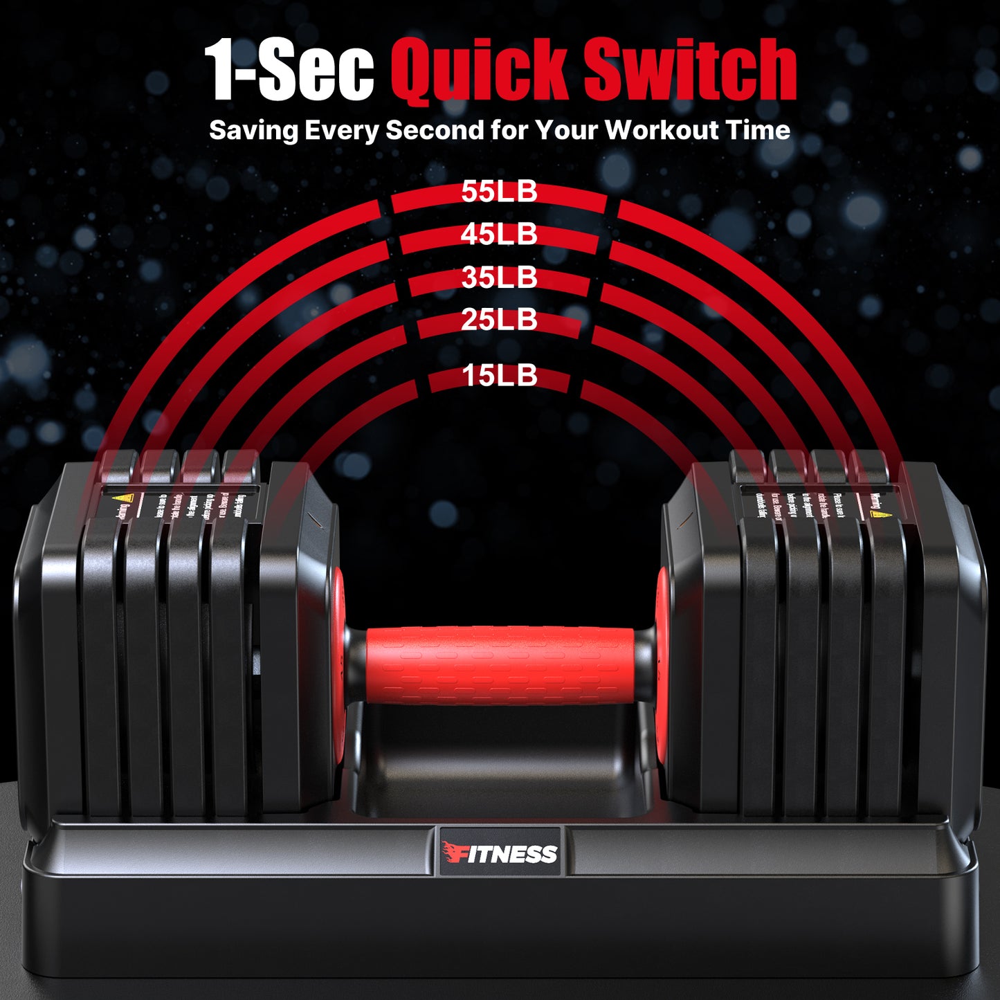 GIKPAL 110lbs(55lbs*2) 5 in 1 Adjustable Dumbbells Set,Quick Select 15-55lbs Adjustable Free Weights Plates with Rack for Home Gym Full Body Workout