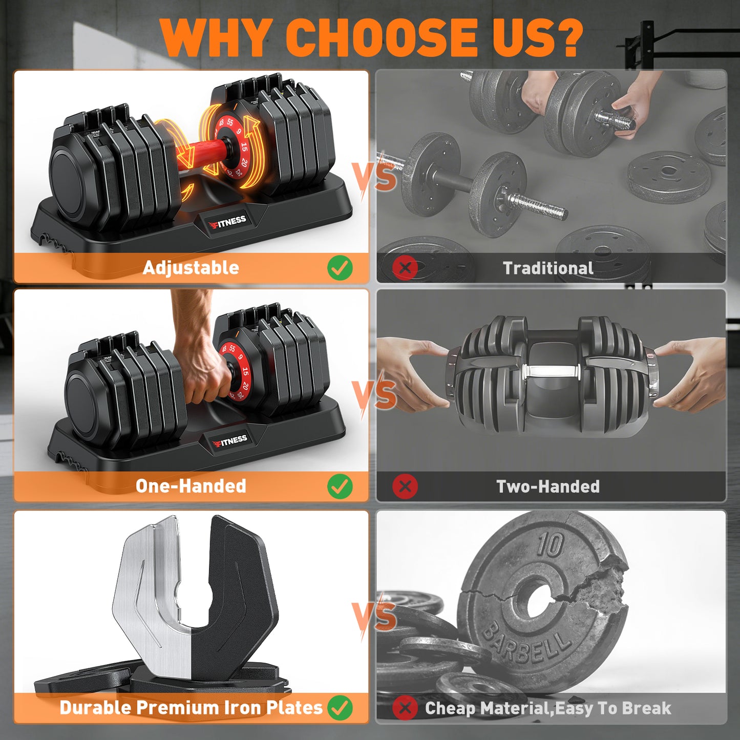 GIKPAL 110LB(55lbs*2) Adjustable Dumbbells Set of 2,10 in 1 Quick-Select 9-55lbs Free Weight Adjustable Dumbbells for Men/Women Home Gym