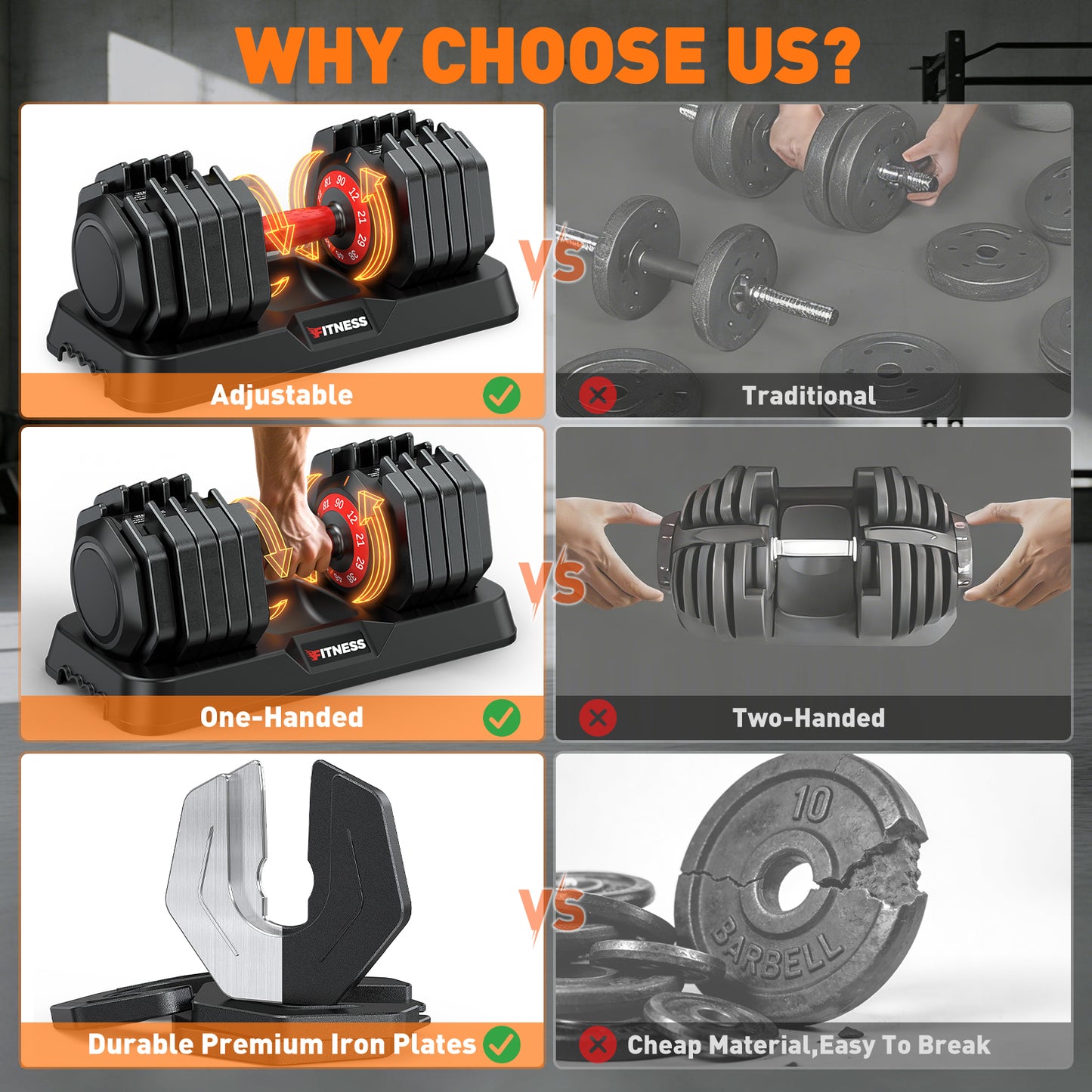 GIKPAL 90LB(90lbs*1) Adjustable Dumbbells,10 in 1 Quick-Select 12-90lbs Free Weight Adjustable Dumbbells for Men/Women Home Gym