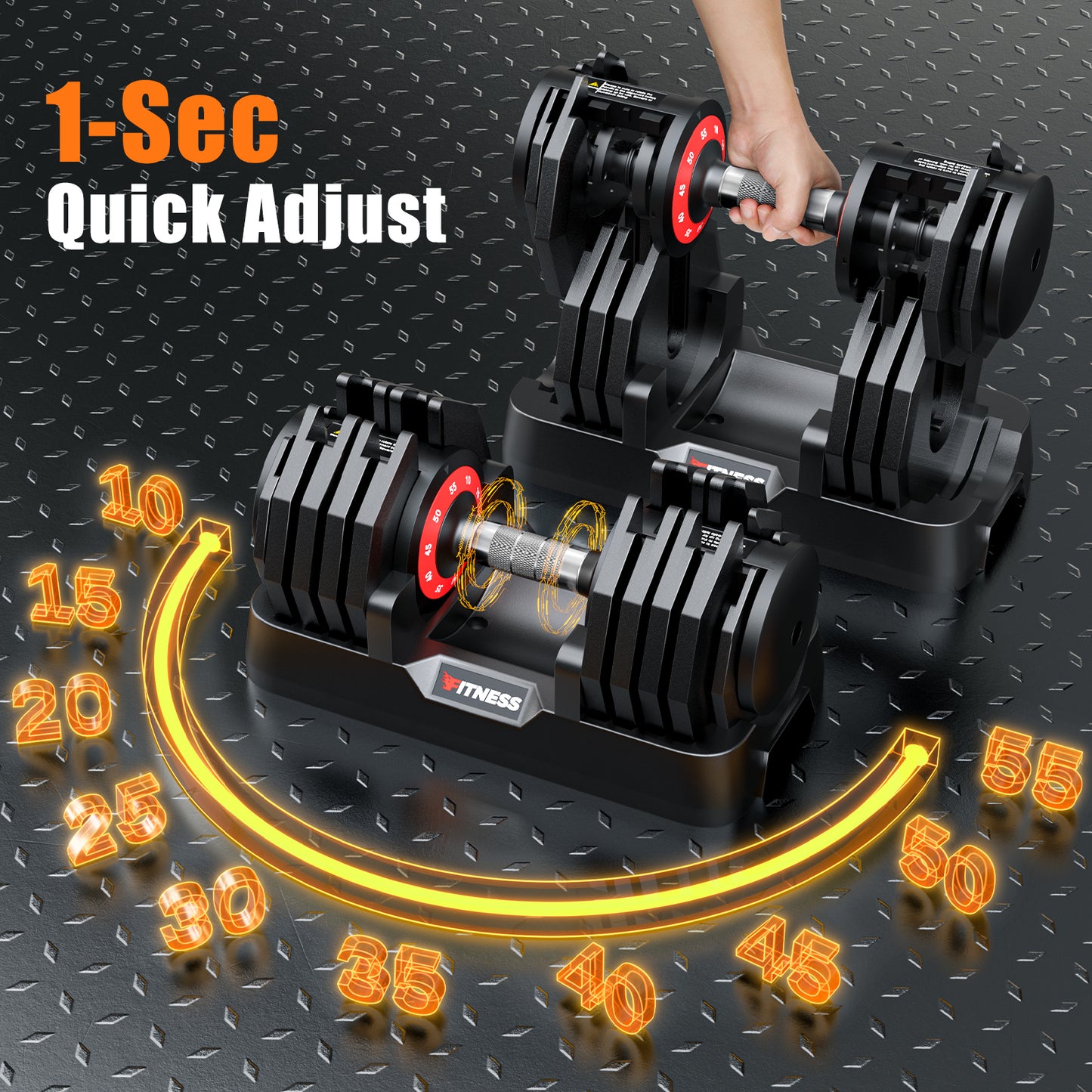 BEARBRO 9 Positions Adjustable Foldable Weight Bench Workout Bench with 10 in 1 Quick-Select 110LB(55lbs*2) Adjustable Dumbbells