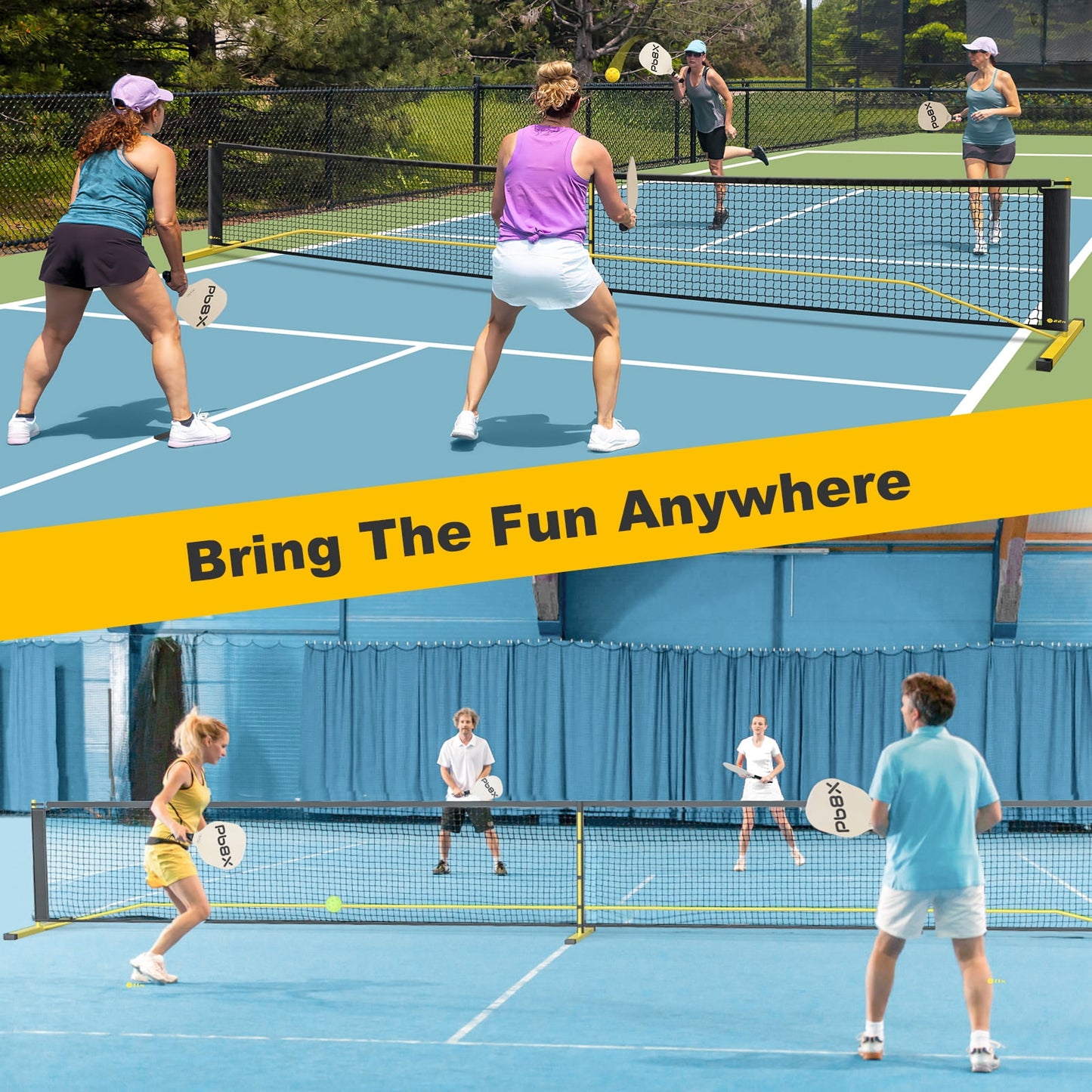GIKPAL Portable Pickleball Net with Carrying Bag, 22 FT Pickle Ball Net System for Driveway Backyard