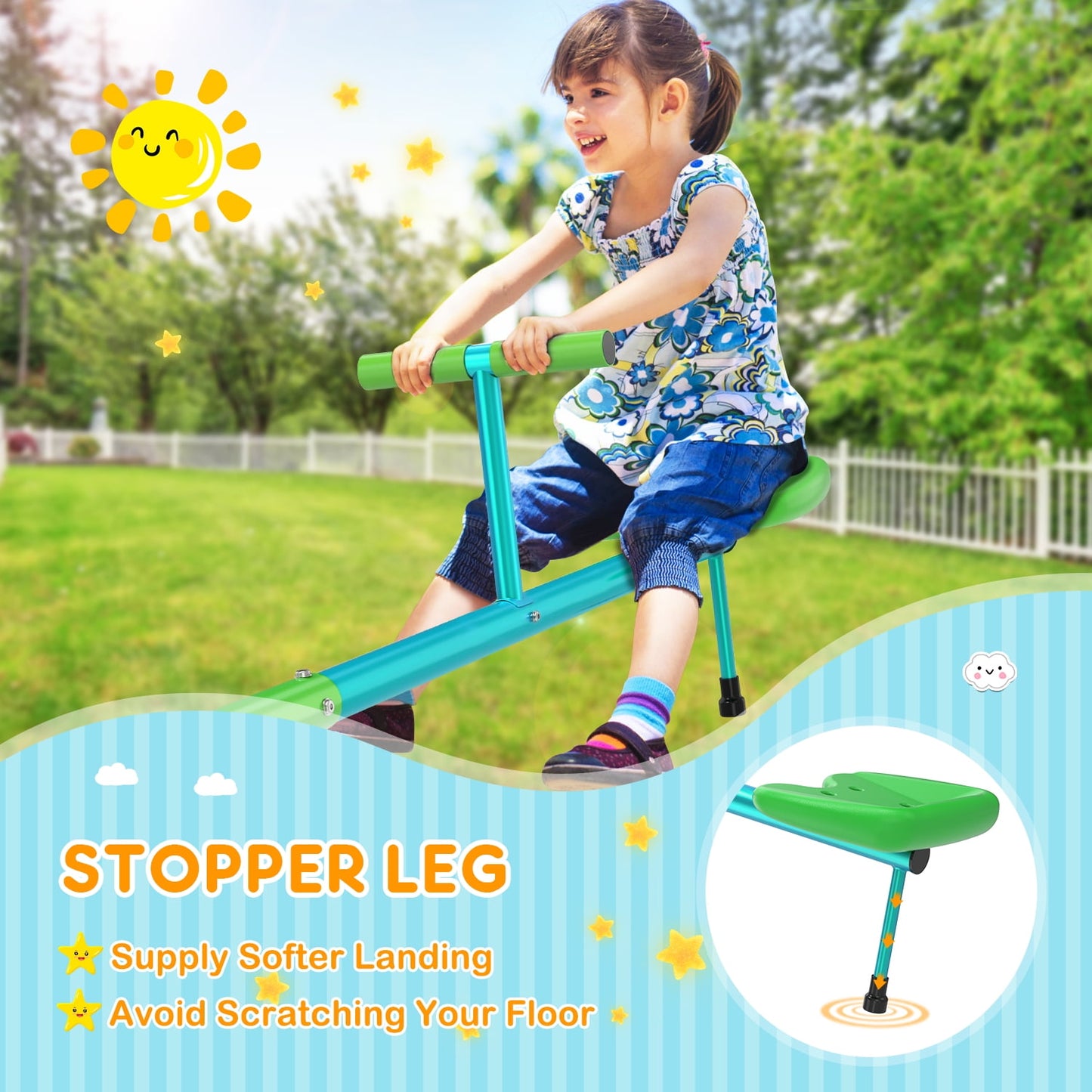GIKPAL Kids Seesaw, Spinning Teeter Totter, 220lbs Capacity Kids Outdoor Playground Equipment, Swiveling 360 Degrees Rotating for Kids 3-6