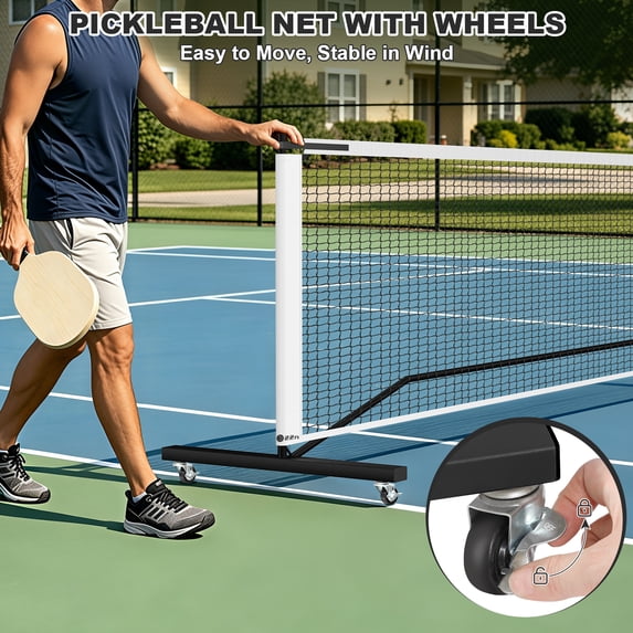 GIKPAL Durable Portable Pickleball Net Set with Lockable Wheels, 11/22ft