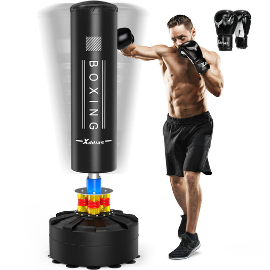 XDDIAS Punching Bag with Stand, Punching Bag for Adults, Boxing Bag with Stand 70''-205lbs Freestanding Punching Bag for Adult Youth Kids - Men Women Stand Kickboxing Bag for Home Office Gym