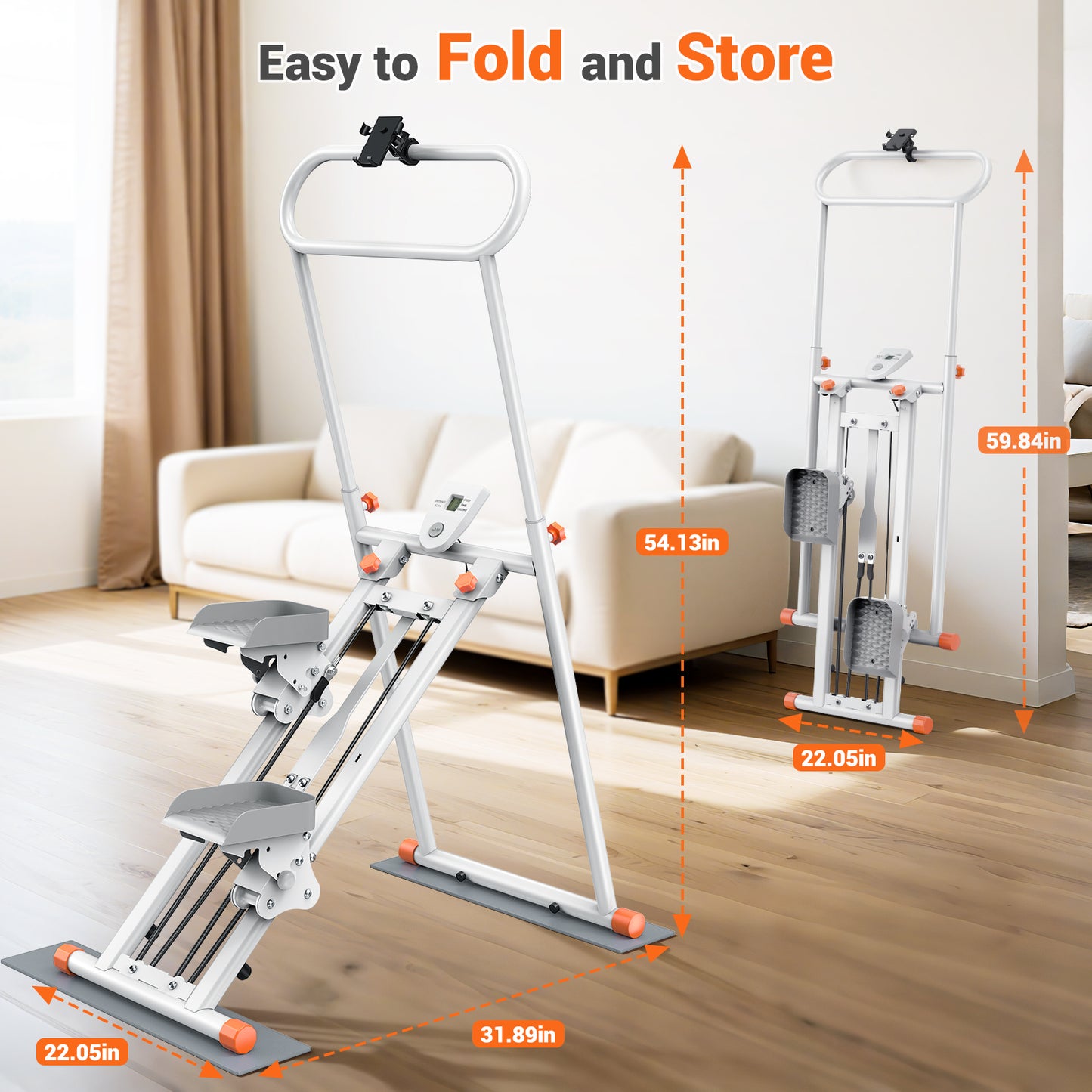 GIKPAL Folding Stair Stepper Machine for Home Gym,Vertical Climber for Full Body Workout with Adjustable Handlebar & Pedals, Extended Step Range Design