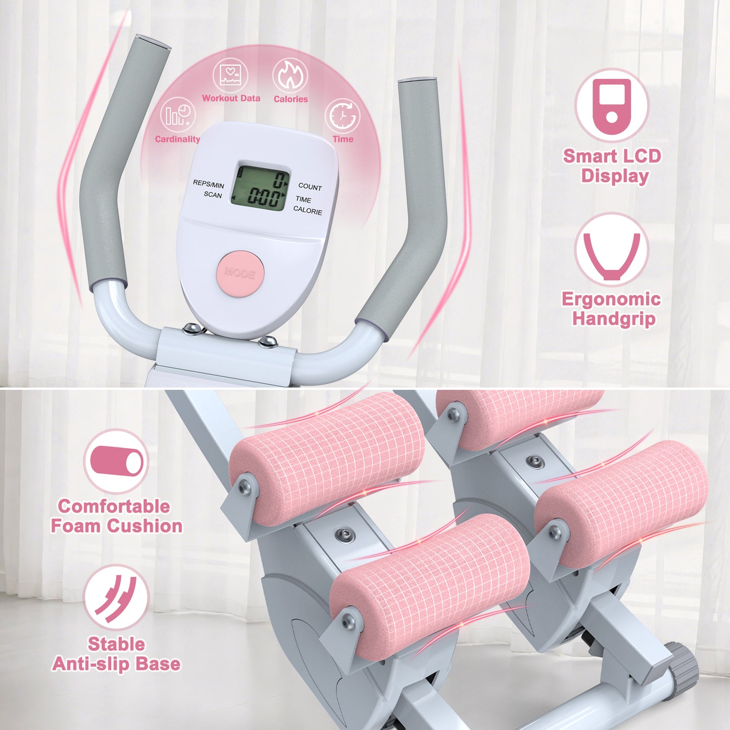 GIKPAL Fitness Ab Machine, 4 Adjustable Resistance Levels Ab Workout Equipment for Home Gym, Height Adjustable Ab Trainer, Foldable Fitness Equipment.440lbs Weight Capacity