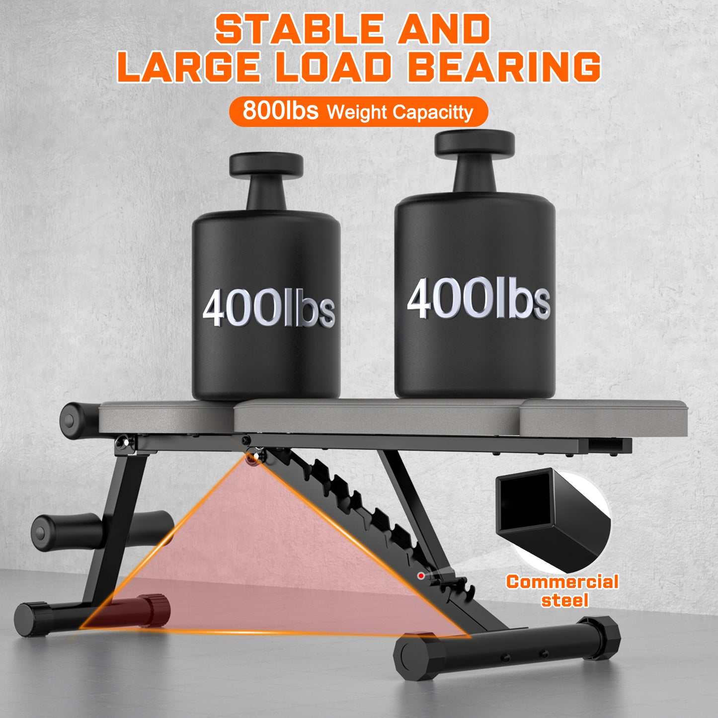 GIKPAL 9 Positions Adjustable Weight Bench,Foldable Workout Bench Olympic Weight Bench for Home Gym Full Body Strength Training,Support up to 800lbs