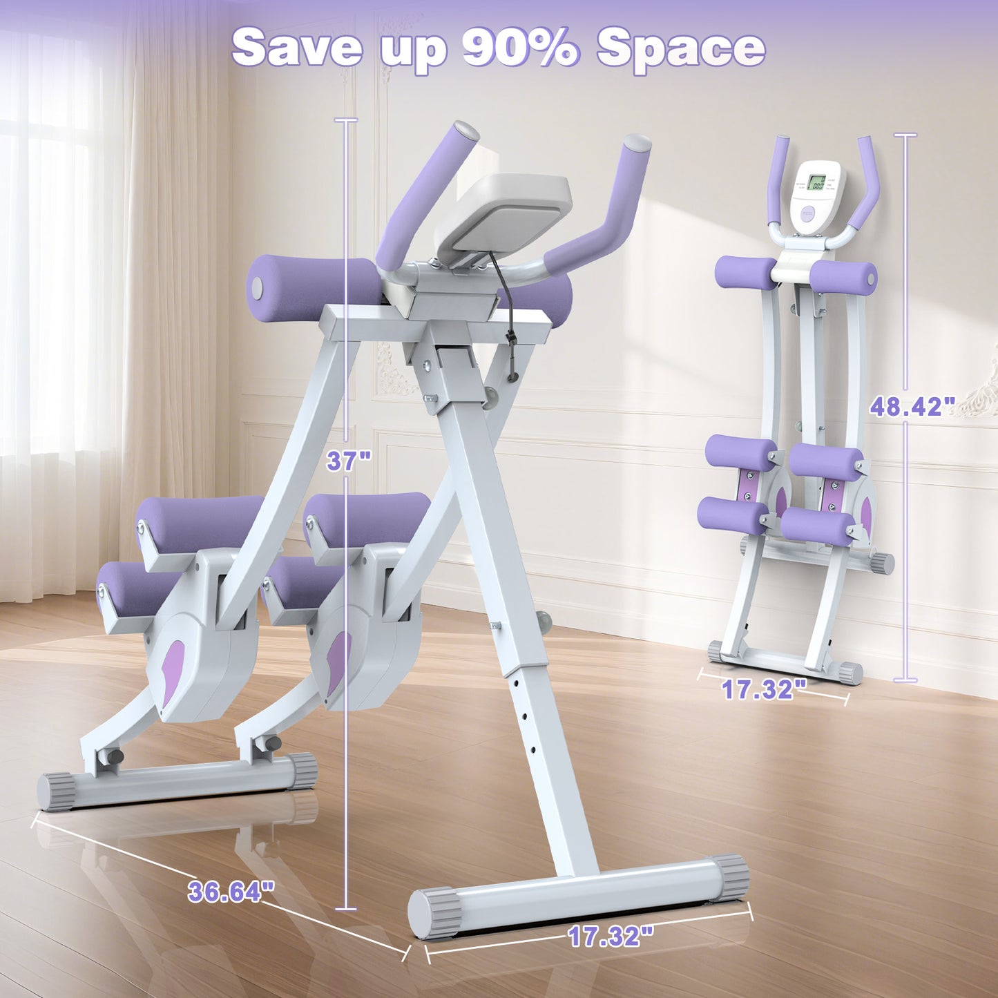 GIKPAL Fitness Ab Machine, 4 Adjustable Resistance Levels Ab Workout Equipment for Home Gym, Height Adjustable Ab Trainer, Foldable Fitness Equipment.440lbs Weight Capacity