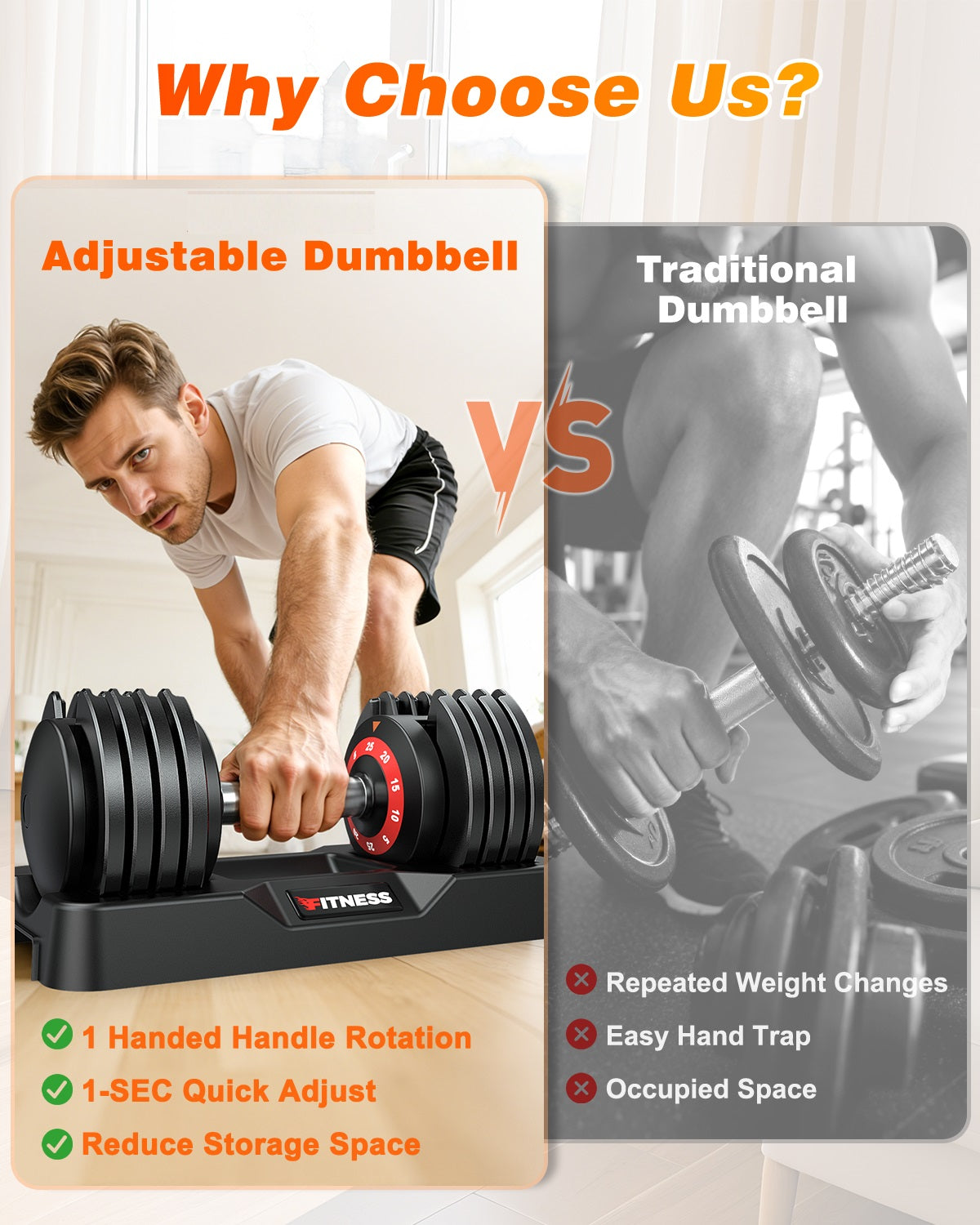 GIKPAL 50lbs(25lb*2) Adjustable Dumbbells,Quick Select 5-25lbs set of 2 Adjustable Free Weights Plates with Rack for Women and Men for Home Gym Full Body Workout Fitness