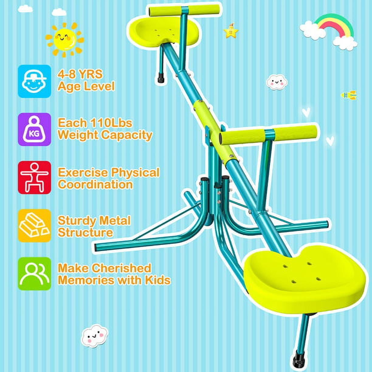 GIKPAL Kids Seesaw, Sit and Spin Teeter Totter, Heavy Duty Upgraded Model, 360 Degrees Rotation Teeter-Totter for Kid, Backyard Playground Outdoor Seesaw