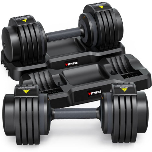 GIKPAL Adjustable Dumbbells Set 5 in 1, 55lb dumbells set of 2 Adjustable Free Weights Plates and Rack - Hand Weights for Women and Men - Adjust Weight for Home Gym Full Body Workout Fitness