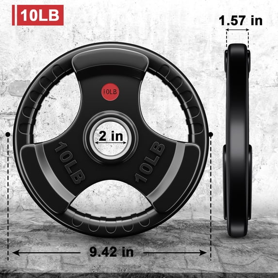 GIKPAL 100lbs Weight Plates 2 Inch Rubber Coated Olympic Weight Plate for Strength Training & Weightlifting in Home Gym, Solid Cast Iron Bumper Plates for Barbell