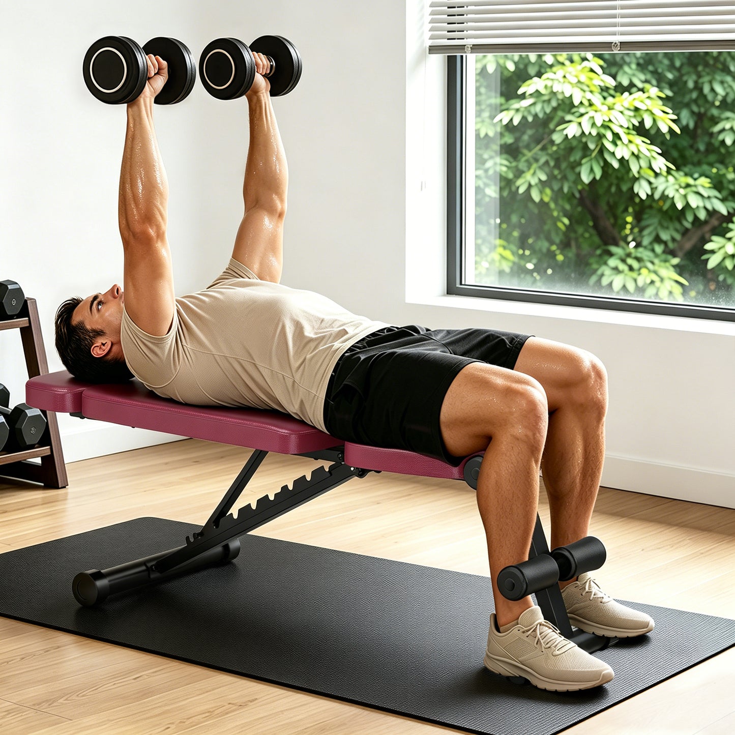 GIKPAL 9 Positions Adjustable Weight Bench,Foldable Workout Bench Olympic Weight Bench for Home Gym Full Body Strength Training,Support up to 800lbs