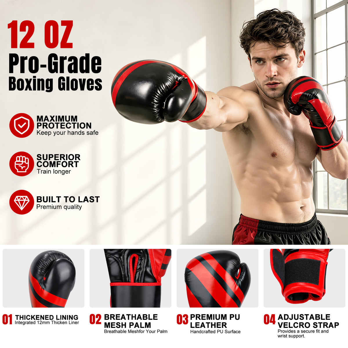 GIKPAL Indoor Freestanding Punching Bag for Adult Teens,70" -180lbs Heavy Duty Fitness Training Bag with Suction Cup Base for MMA Muay Thai Fitness