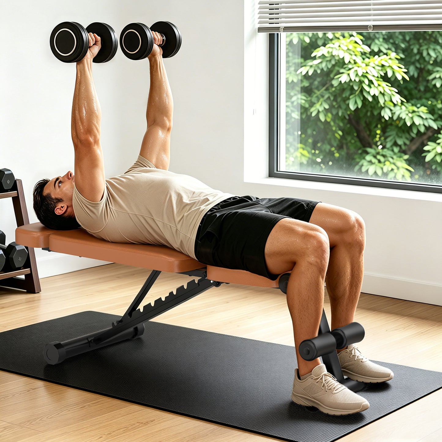 GIKPAL 9 Positions Adjustable Weight Bench,Foldable Workout Bench Olympic Weight Bench for Home Gym Full Body Strength Training,Support up to 800lbs