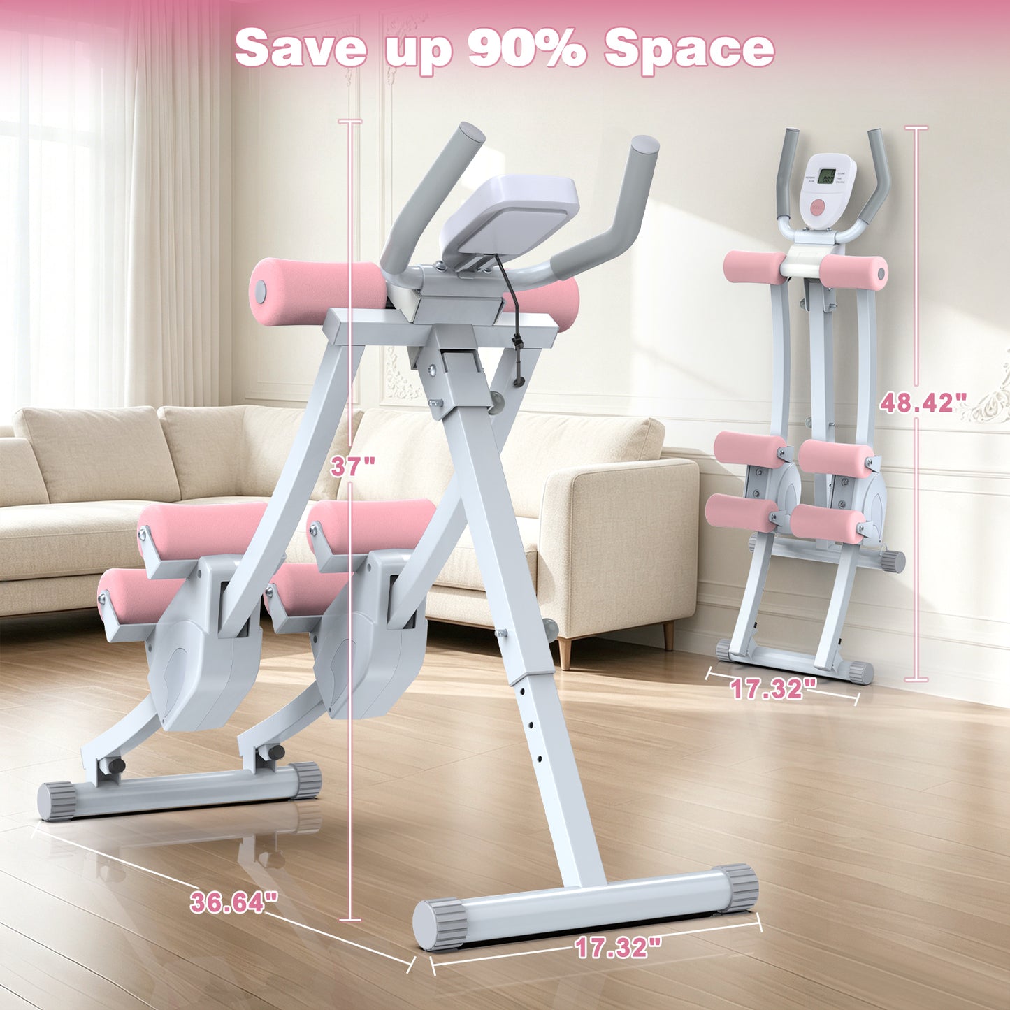 GIKPAL Fitness Ab Machine, 4 Adjustable Resistance Levels Ab Workout Equipment for Home Gym, Height Adjustable Ab Trainer, Foldable Fitness Equipment.440lbs Weight Capacity