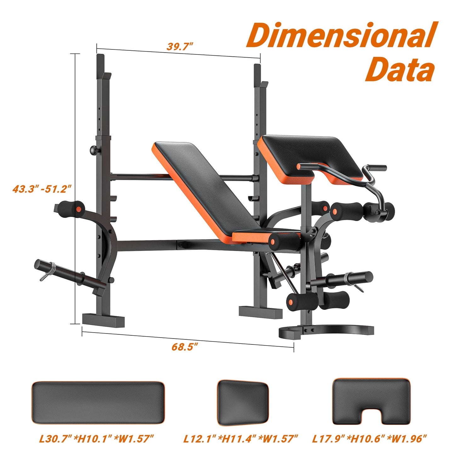 GIKPAL 6-in-1 Multi-Purpose Adjustable Weight Bench Workout Bench Set with Barbel Rack and Leg Developer for Home Gym Full Body Function Strength Training(excluding Barbell and Weight Plate)
