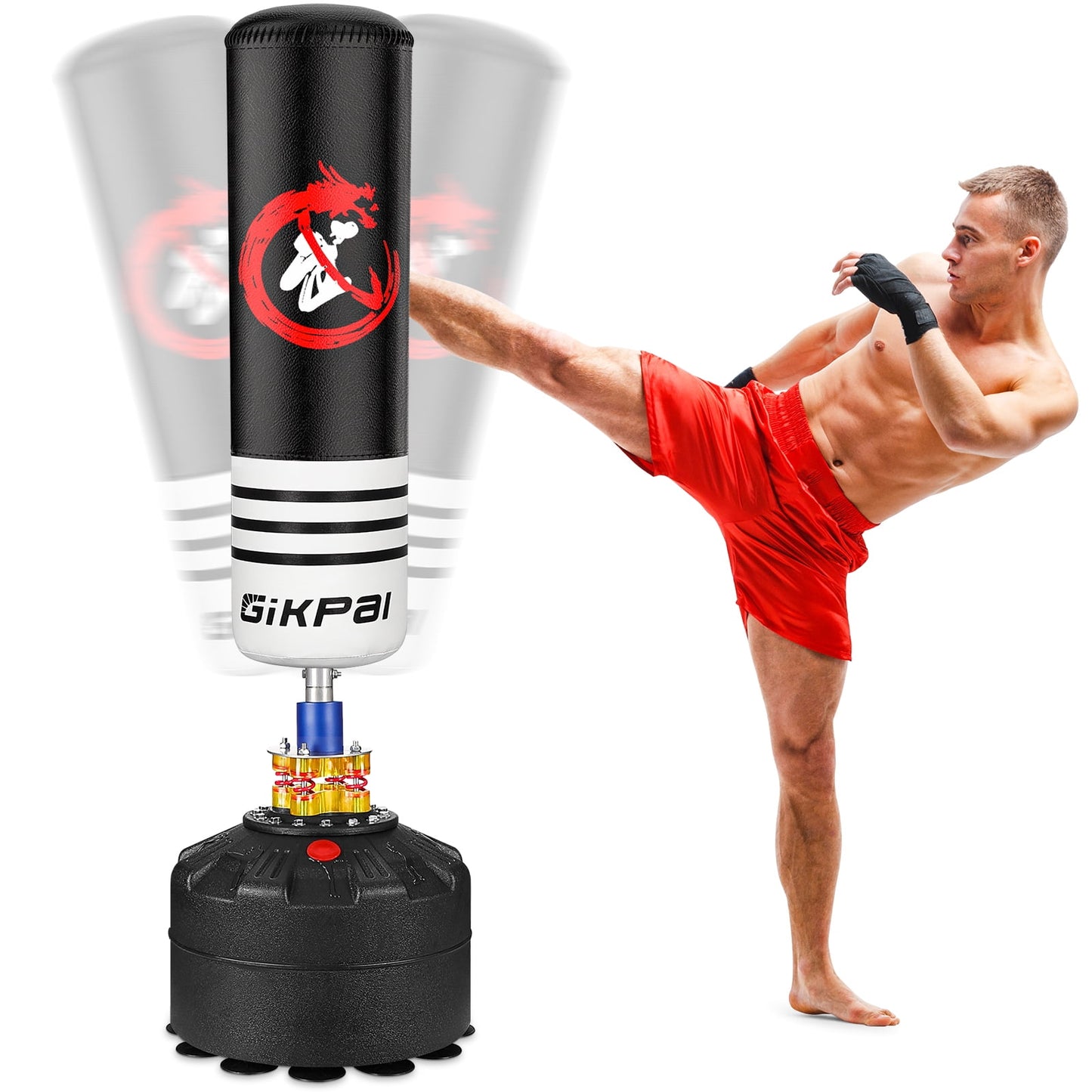 GIKPAL Freestanding Punching Bag, 70"- 182lbs Heavy Boxing Bag with Stand for Adult Teens Kids Kickboxing Bag with 12 Suction Cup Base for Home Office Gym