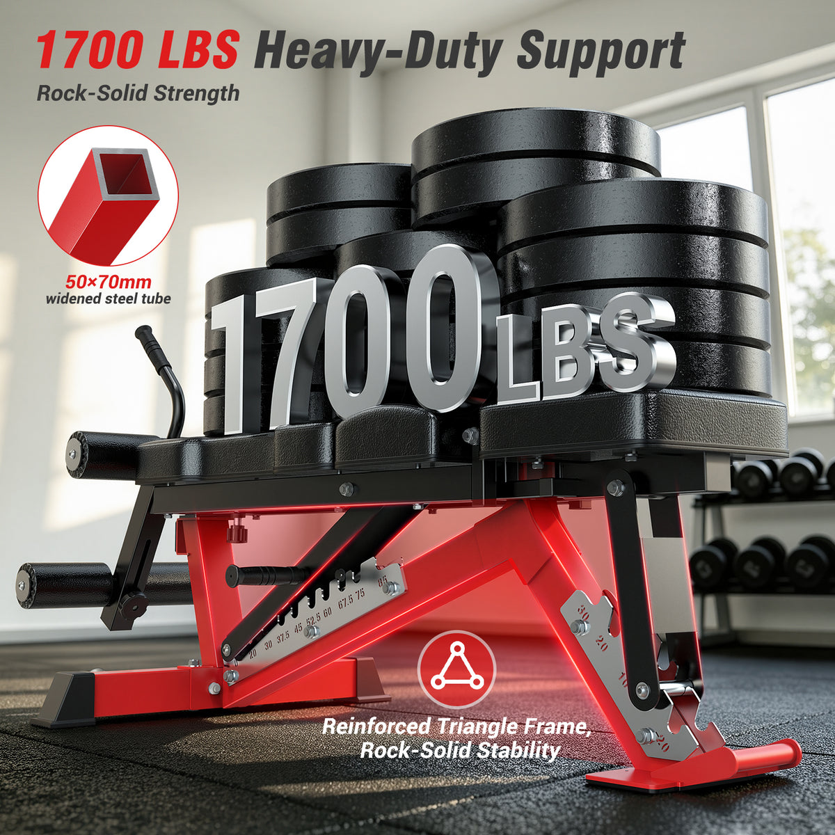 BEARBRO 10 Positions Multi-purpose Weight Bench Workout Bench, 1700LBS Heavy-Duty Incline Decline Bench for Full-Body Home Gym