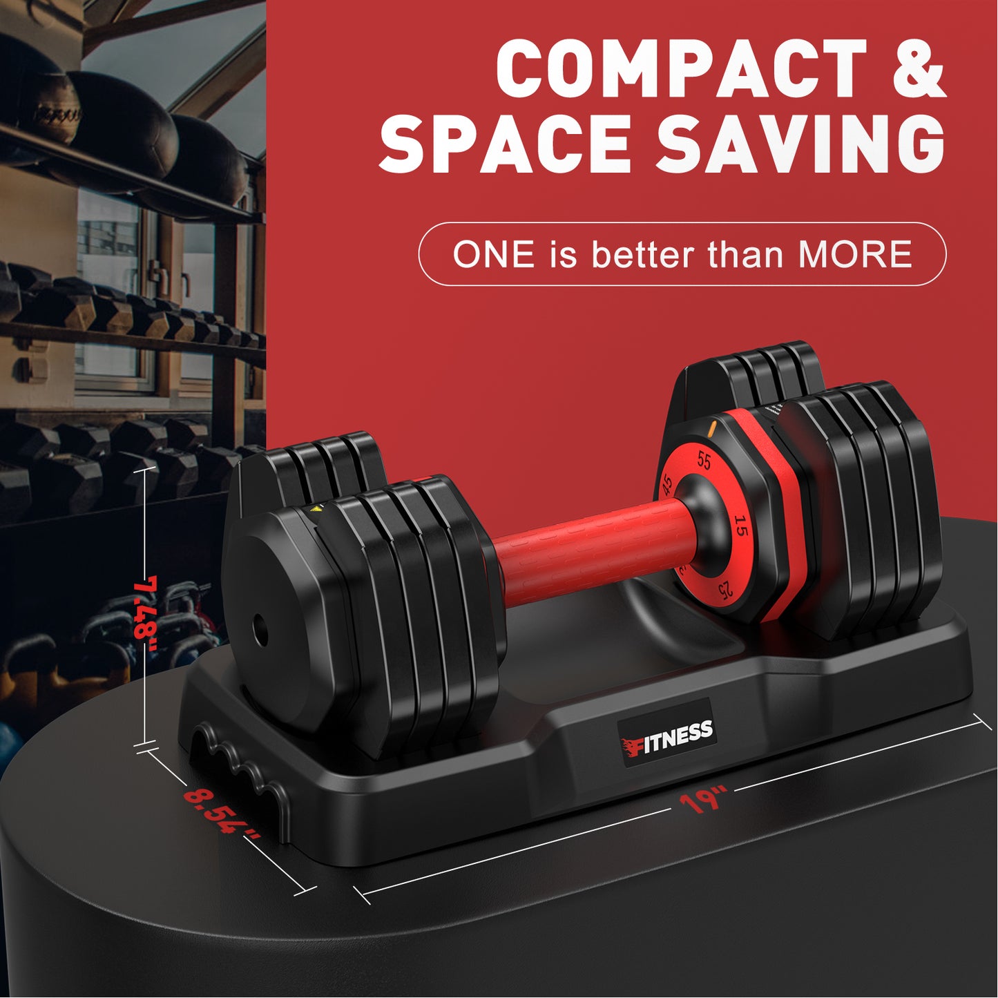 GIKPAL 110lbs(55lb*2) Adjustable Dumbbells,Quick Select 15-55lbs set of 2 Adjustable Free Weights Plates with Rack for Women and Men for Home Gym Full Body Workout Fitness