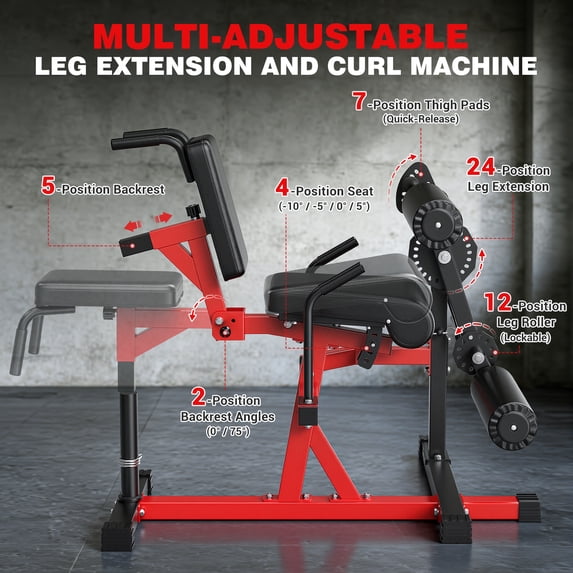 GIKPAL 2-in-1 Leg Extension and Curl Machine with 100lbs 2 inch Rubbe Weight Plates, Leg Curl Machine Leg Extension Machine for Home Gym