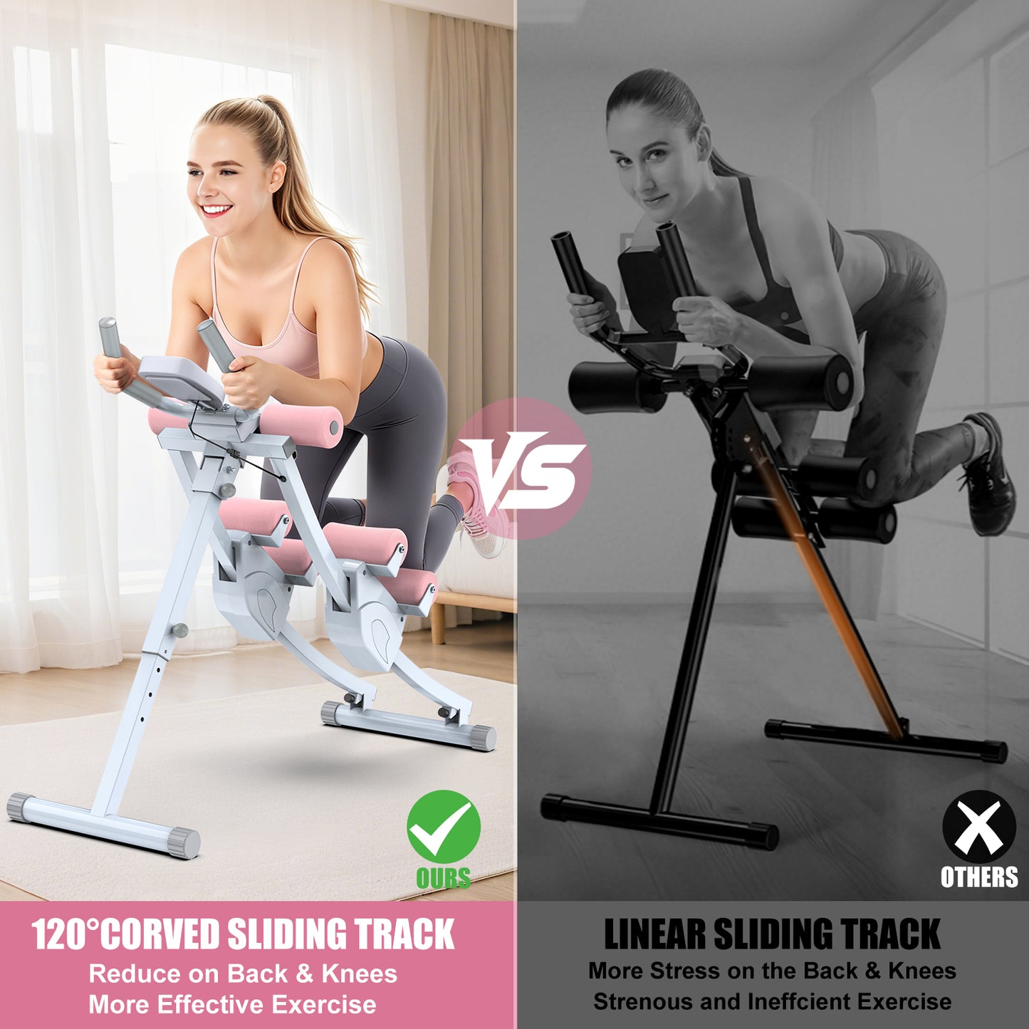GIKPAL Fitness Ab Machine, 4 Adjustable Resistance Levels Ab Workout Equipment for Home Gym, Height Adjustable Ab Trainer, Foldable Fitness Equipment.440lbs Weight Capacity