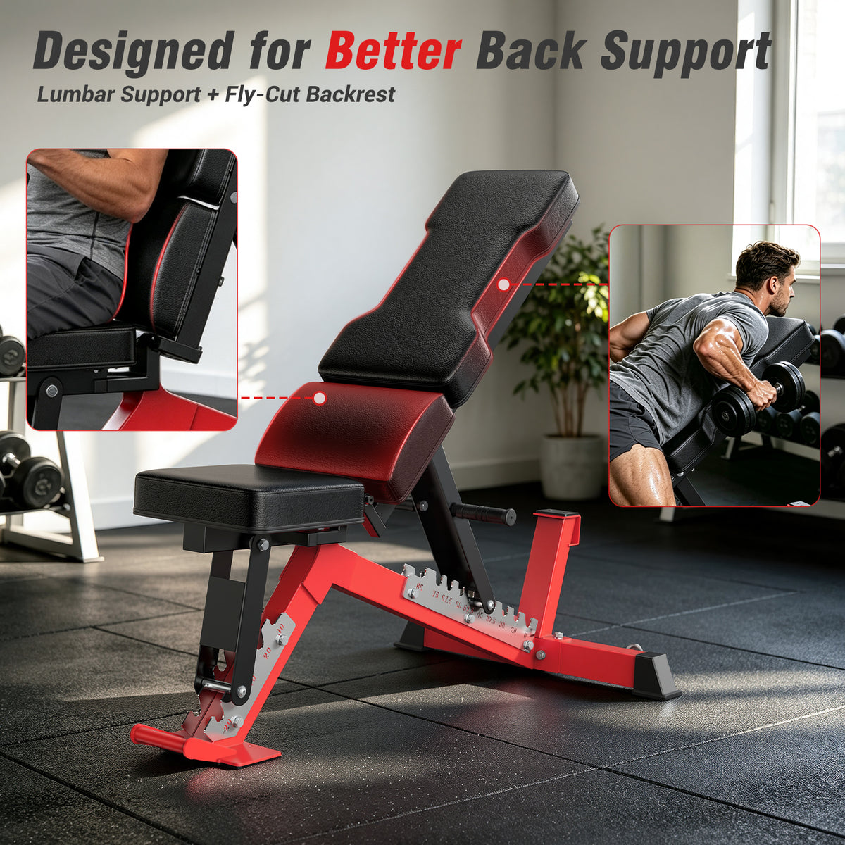 BEARBRO 10 Positions Multi-purpose Weight Bench Workout Bench, 1700LBS Heavy-Duty Incline Decline Bench for Full-Body Home Gym