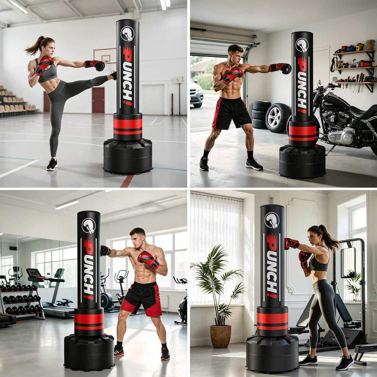 GIKPAL Indoor Freestanding Punching Bag for Adult Teens,70" -180lbs Heavy Duty Fitness Training Bag with Suction Cup Base for MMA Muay Thai Fitness