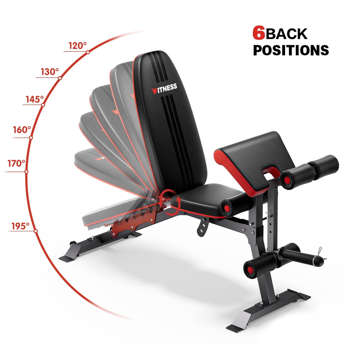 GIKPAL 8 Positions Adjustable Weight Bench,Foldable Workout Olympic Weight Bench Press for Full Body Strength Training,Incline, Flat, Decline,Maximum Weight 600 Lbs.