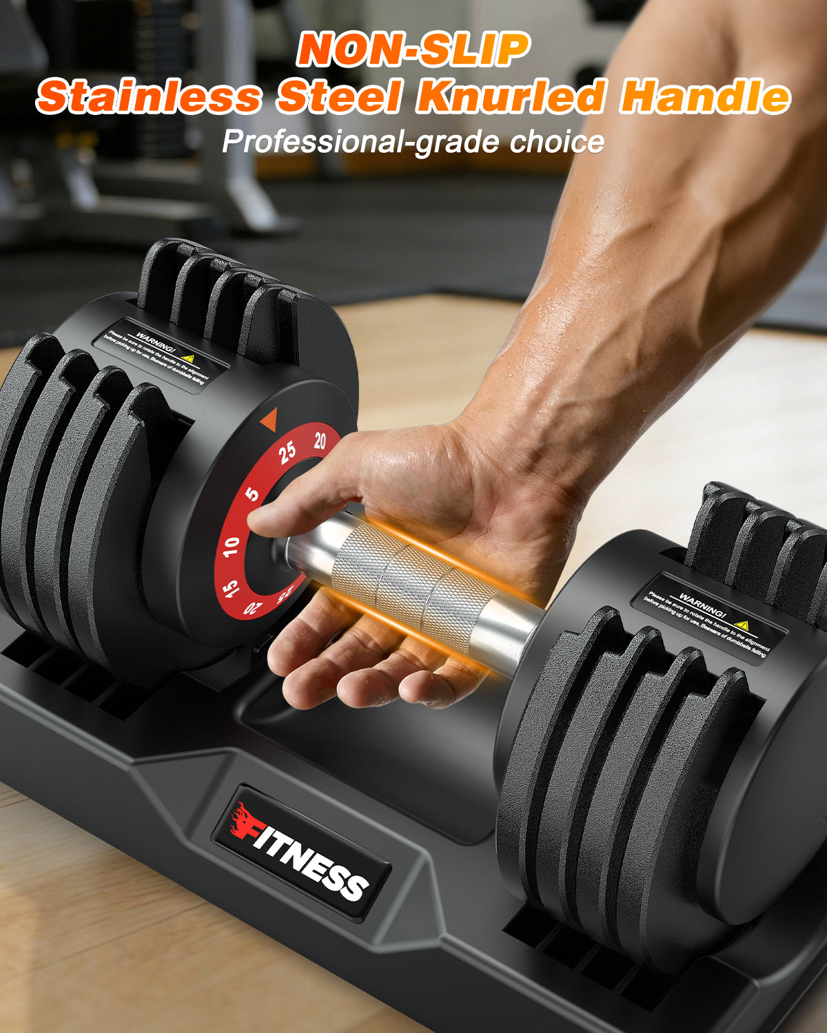 GIKPAL 50lbs(25lb*2) Adjustable Dumbbells,Quick Select 5-25lbs set of 2 Adjustable Free Weights Plates with Rack for Women and Men for Home Gym Full Body Workout Fitness