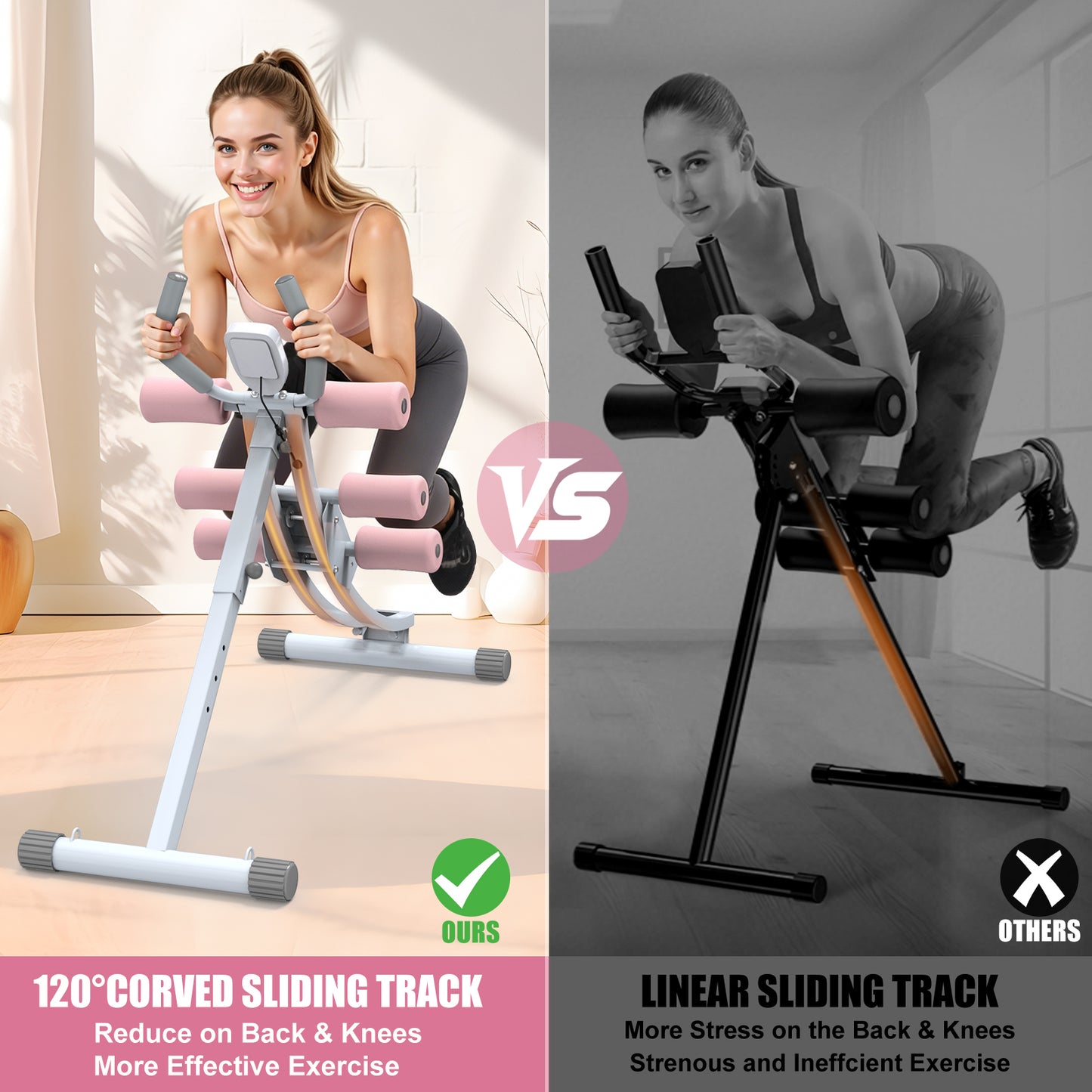 GIKPAL Foldable Ab Machine, Ab Workout Equipment for Home Gym,Core & Abdominal Trainer Fitness Equipment Max 440lbs with LCD Display